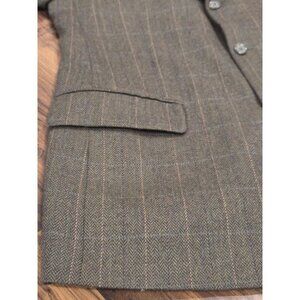 Stafford Lambswool Blazer Sz 43R Green Herringbone Plaid Sport Coat Elevated